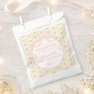 Sachets En Papier Dessert de Baby Shower aux fleurs jaunes vintage é