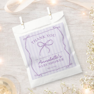 Sachets En Papier Dessert de Baby shower Purple Coquette Bow