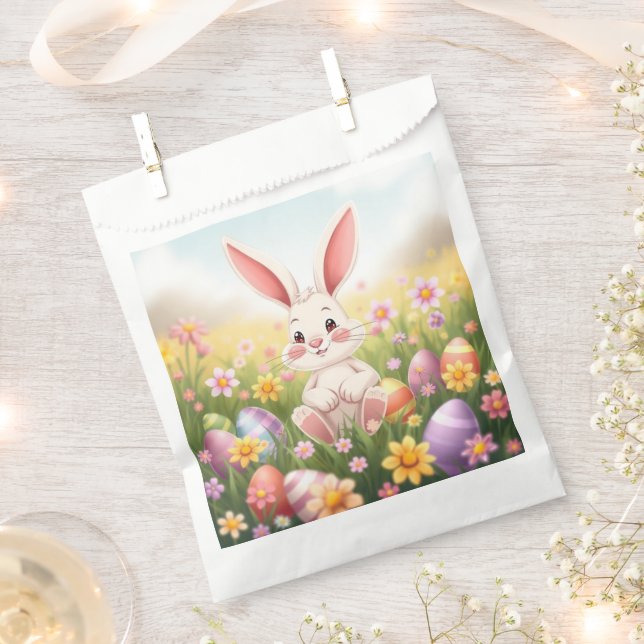 Sachets En Papier Dessin d'aquarelle doux lapin de Pâques (Coupé)