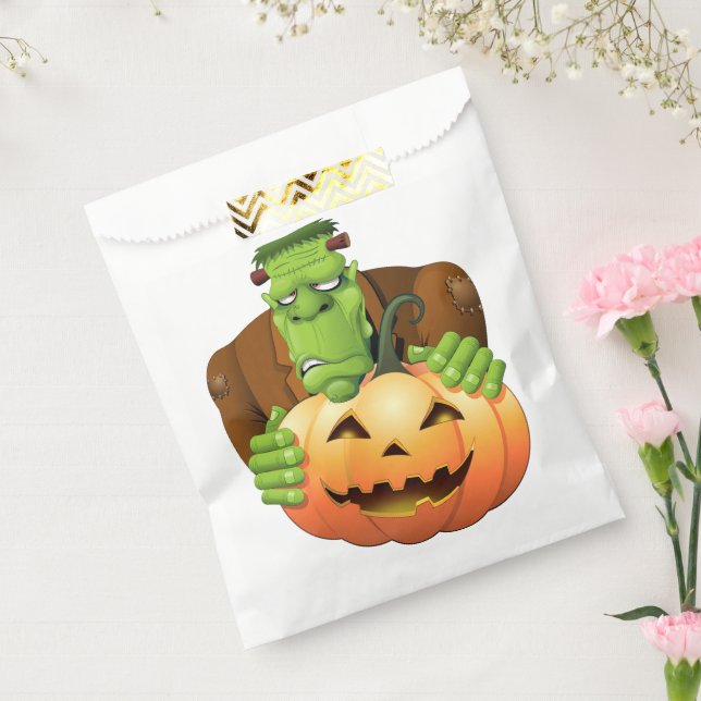Sachets En Papier Dessin de Frankenstein Monster avec Citrouille (Scellé)