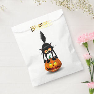 Sachets En Papier Dessin d'Halloween au chat effrayé sur Citrouille