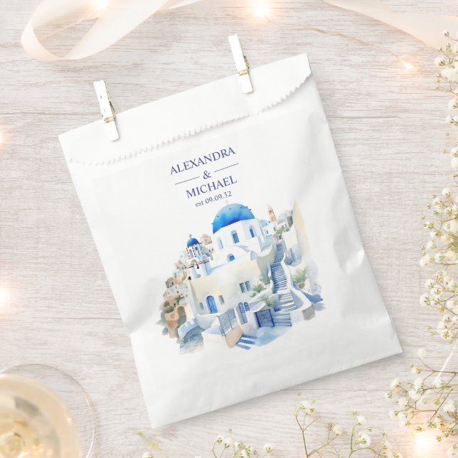 Sachets En Papier Destination Grèce Mariage Santorin (Coupé)
