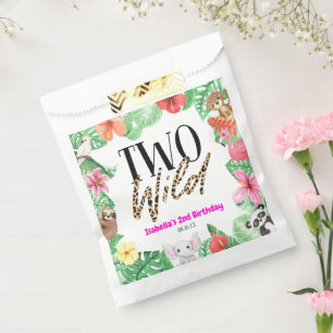 Sachets En Papier Deux animaux sauvages tropicaux fête du 2e anniver