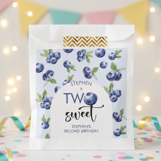 Sachets En Papier Deux anniversaire de enfant de bleuets doux (Créateur téléchargé)