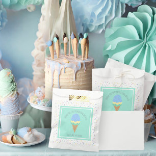 Sachets En Papier Deux cône de crème glacée bleu sucré 2e anniversai