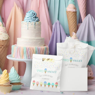 Sachets En Papier Deux cône de crème glacée bleu sucré 2e anniversai