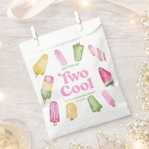 Sachets En Papier Deux Cool Pink Retro Popsicle 2ème anniversaire fê
