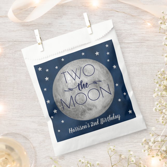 Sachets En Papier Deux La Lune 2e fête d'anniversaire (Coupé)