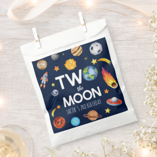 Sachets En Papier Deux La Lune Planète spatiale Anniversaire