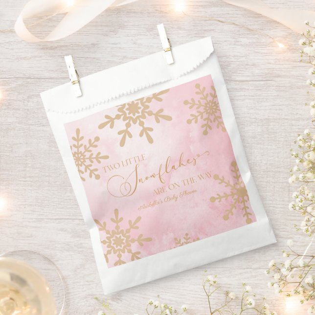 Sachets En Papier Deux petits flocons de neige Baby shower jumeaux d (Coupé)