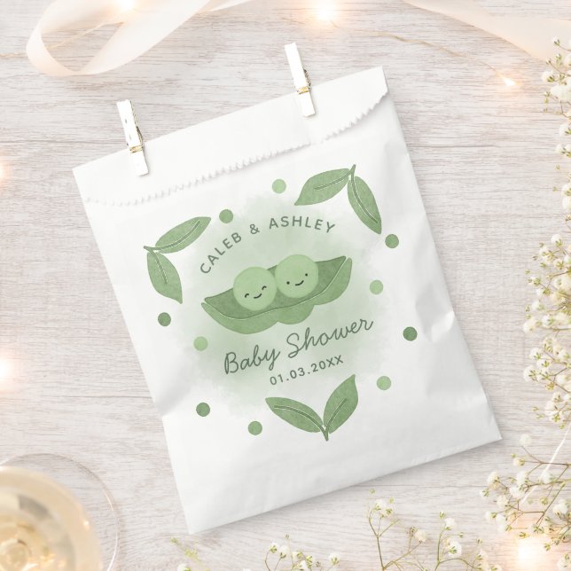 Sachets En Papier Deux petits pois dans un Baby shower pour garçons  (Coupé)