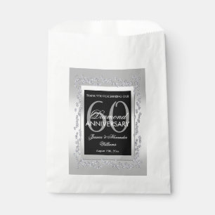 Sachets En Papier Diamants d'argent élégant 60e anniversaire de Mari