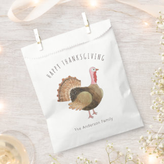Sachets En Papier Dinde Aquarelle Rustique Thanksgiving Famille