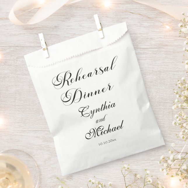 Sachets En Papier Dîner de répétition Mariage de script moderne (Coupé)