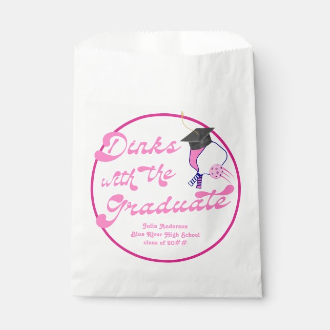 Sachets En Papier Dink avec Graduate Pink Pickleball Graduation (Devant)