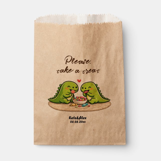 Sachets En Papier Dino cool mangeant des bonbons (Devant)