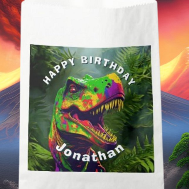 Sachets En Papier Dino T Rex Jungle Joyeux anniversaire (Bring your dream party to life with our selection of quality Dinosaur themed party supplies)