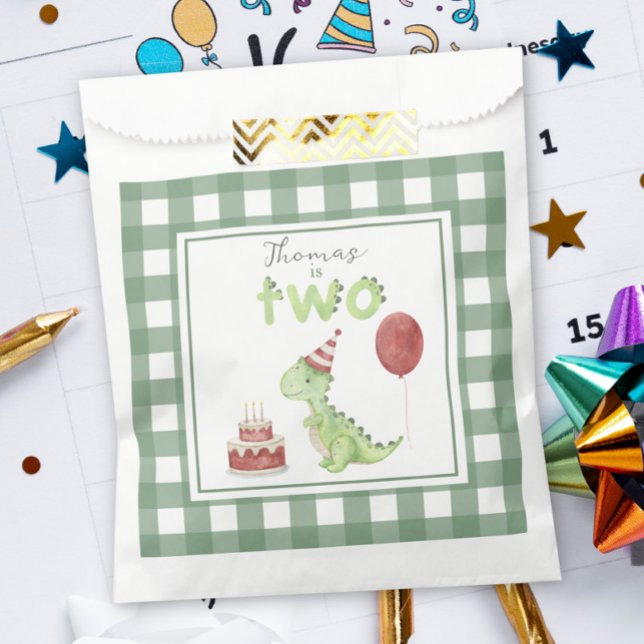 Sachets En Papier Dinosaur aquarelle 2ème anniversaire (Créateur téléchargé)
