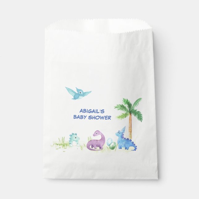 Sachets En Papier Dinosaur Cute Watercolor Baby shower Party (Devant)