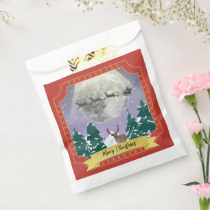 Sachets En Papier Diorama de la nuit de Noël Chien de Père Noël