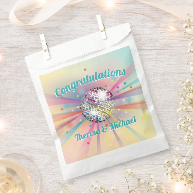 Sachets En Papier Disco Ball Baby shower Super Pastel Rainbow (Coupé)