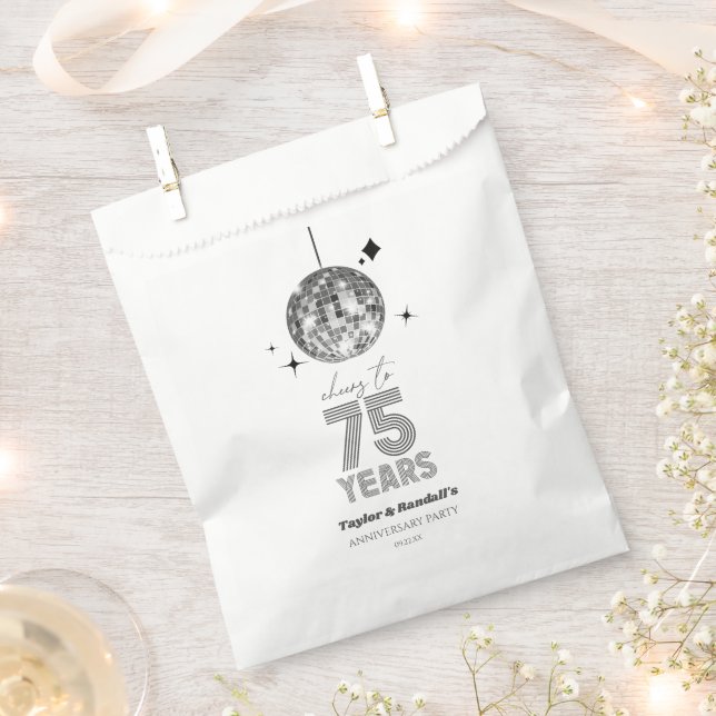 Sachets En Papier Disco Soirée Mariage de 75 ans (Coupé)