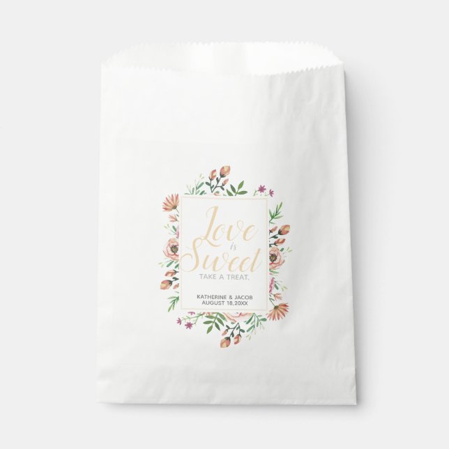 Sachets En Papier Douce friandise florale pêche (Devant)