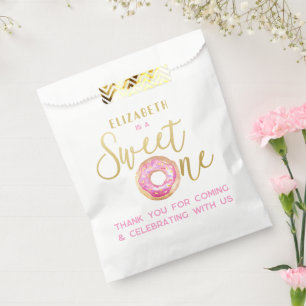 Sachets En Papier Douce Gâterie Donut 1er Anniversaire Rose Gold