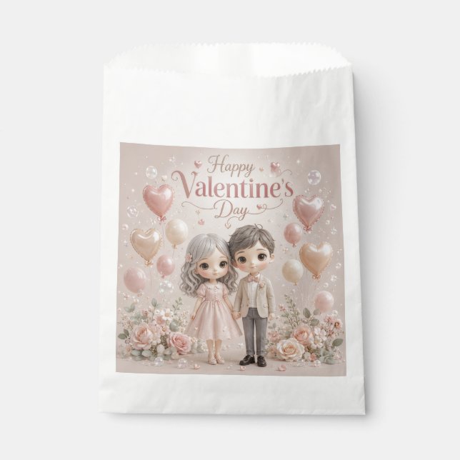 Sachets En Papier Douces Paroles en Rose Pastel (Devant)