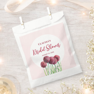 Sachets En Papier Douche de Mariée Aquarelle Fleurie Allium Rose Vio