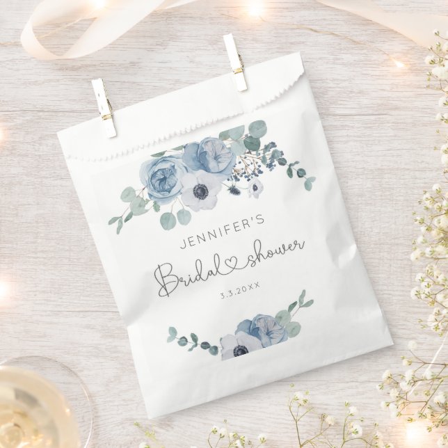 Sachets En Papier Douche nuptiale florale bleu foncé (Coupé)