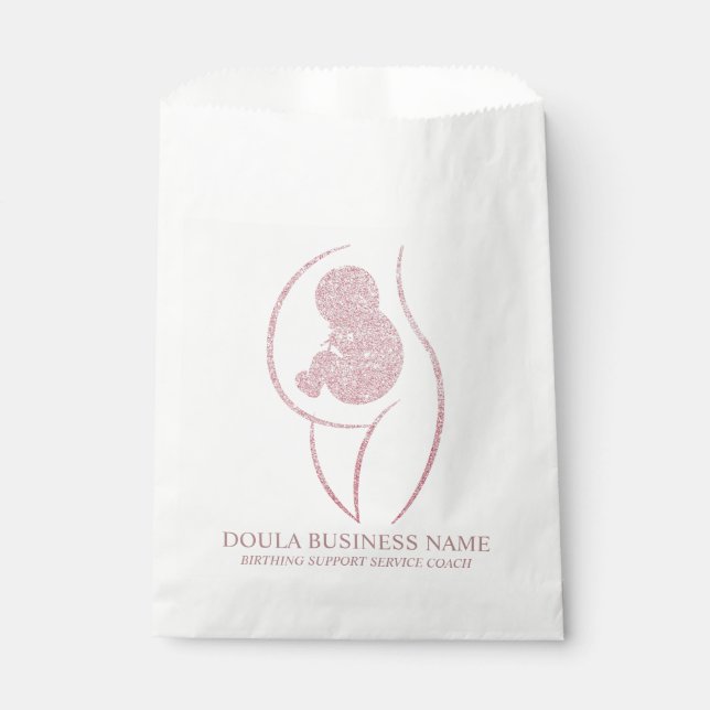 Sachets En Papier Doula & Bébé Élégant Or Rose (Devant)