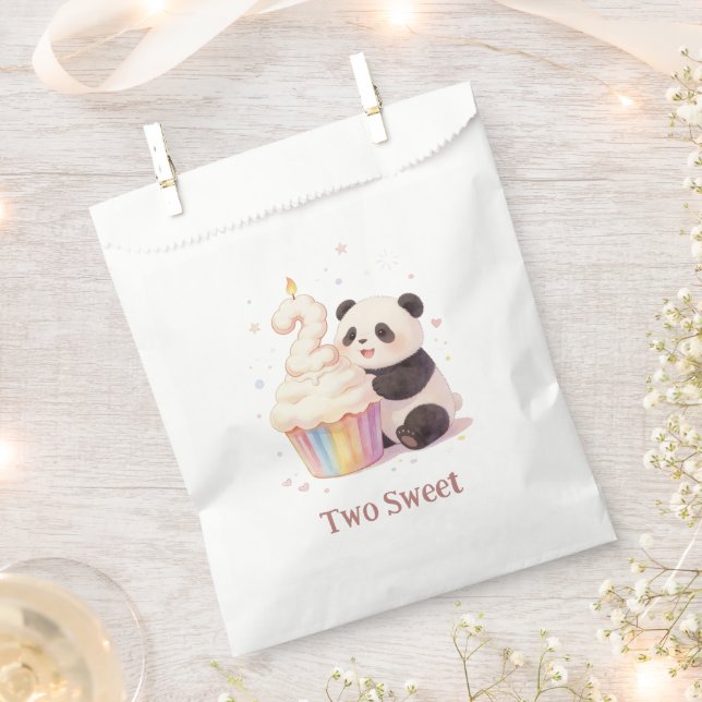 Sachets En Papier Doux Panda Pastel Bébé 2e Anniversaire (Coupé)