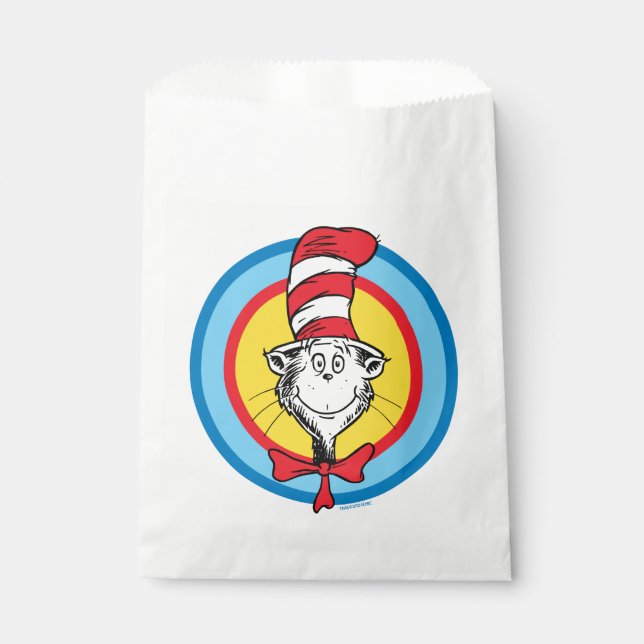 Sachets En Papier Dr. Seuss | Graphisme de tête de Chat dans le Chap (Devant)