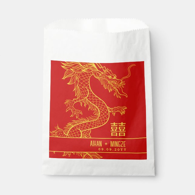 Sachets En Papier Dragon et Phoenix | Bonheur double (Devant)