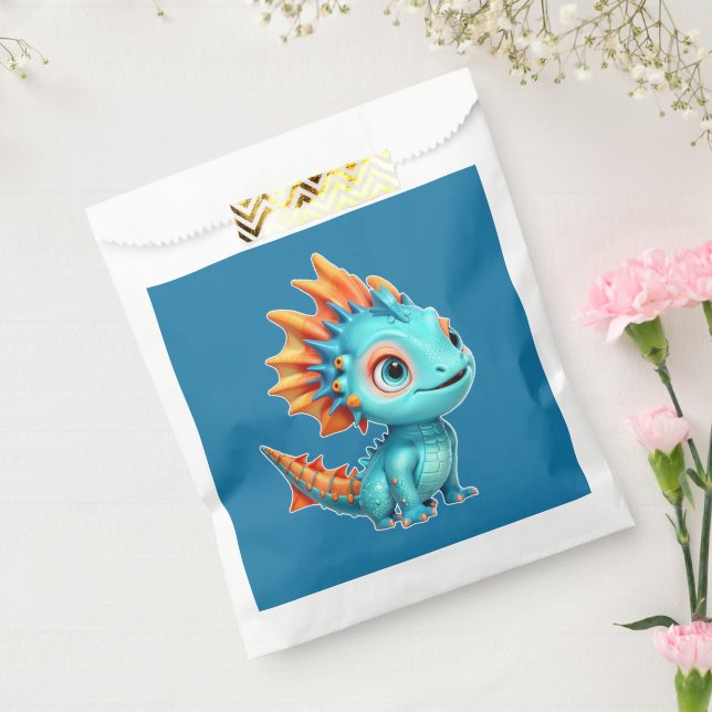 Sachets En Papier Dragon extraterrestre mignon, turquoise - (Scellé)
