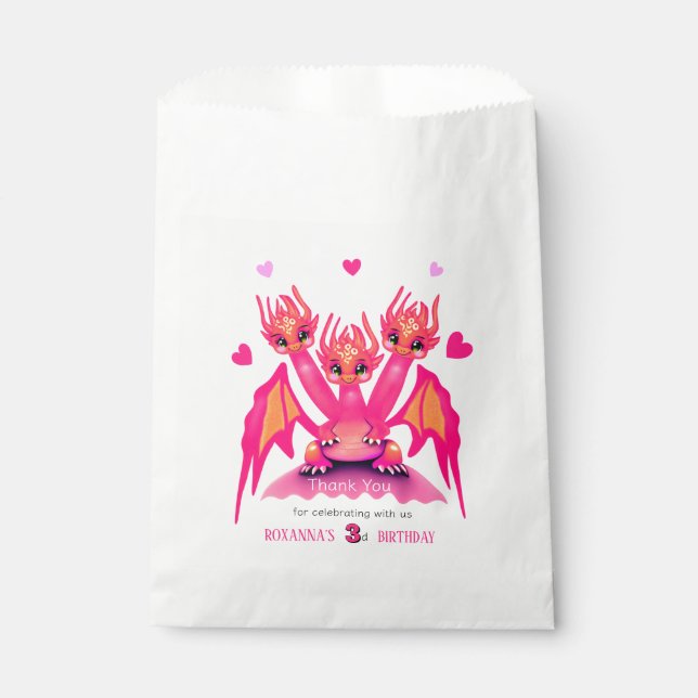 Sachets En Papier Dragon rose (Devant)