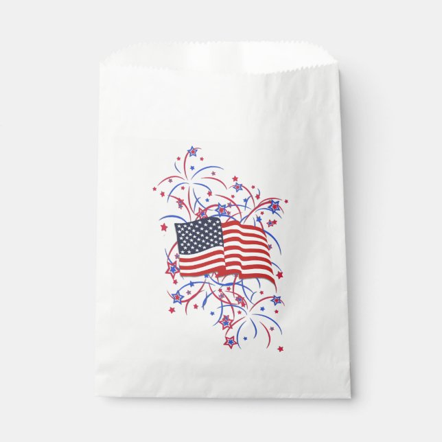 Sachets En Papier Drapeau américain et feux d'artifice (Devant)