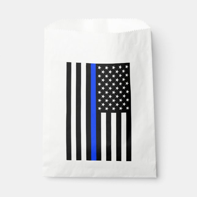 Sachets En Papier Drapeau de police de la ligne bleue mince (Devant)