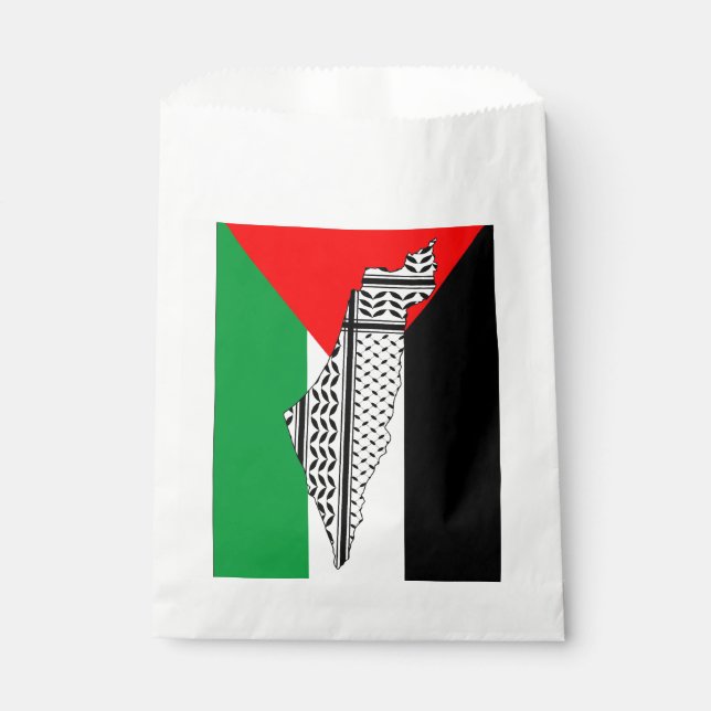 Sachets En Papier Drapeau palestinien et carte avec Motif Keffiyeg (Devant)