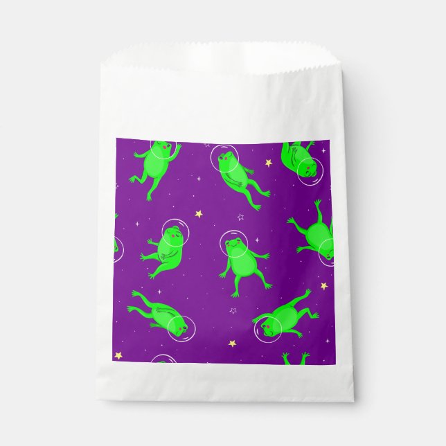 Sachets En Papier drôle astronaute grenouille espace violet (Devant)