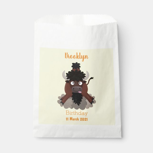 Sachets En Papier Drôle dessin animé de bison de buffle (Devant)