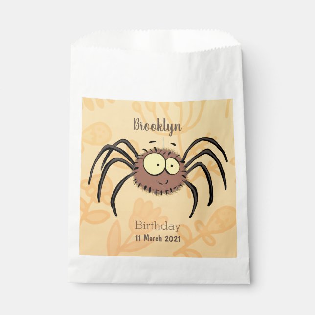 Sachets En Papier Drôle mignon dessin animé d'araignée moelleuse (Devant)