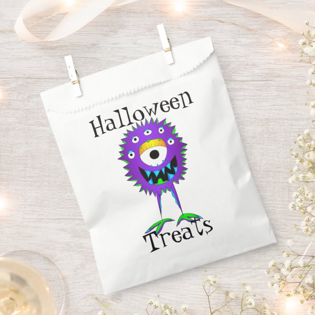 Sachets En Papier Drôle, Monstre, friandises d'Halloween (Coupé)