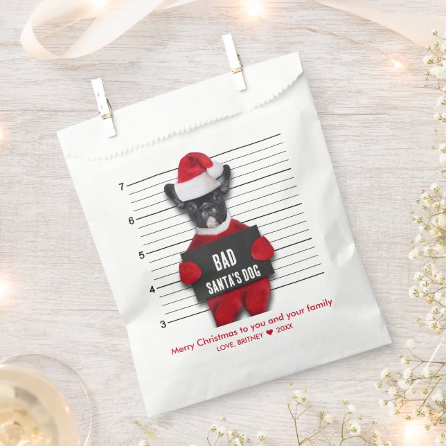 Sachets En Papier Drôle Mugshot Noël Mauvais Père Noël Chien  (Coupé)