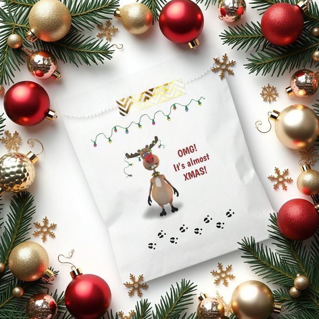 Sachets En Papier Drôle Noël Red Nosed Reindeer - Sac Favoriser (Créateur téléchargé)