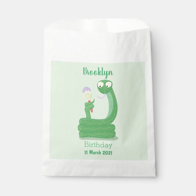 Sachets En Papier Drôle serpent vert avec caricature maraca (Devant)