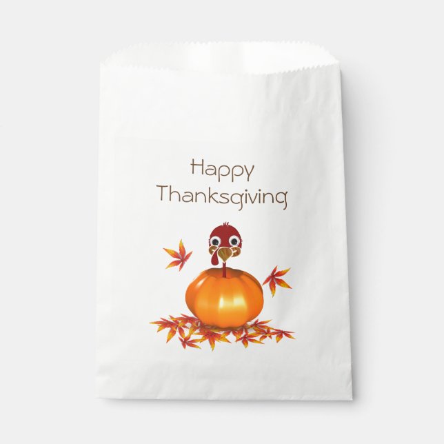 Sachets En Papier Drôle Thanksgiving Turquie en Citrouille - Favoris (Devant)