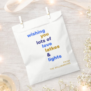 Sachets En Papier Drôles de latkes d'amour de Hanukkah lumières bleu