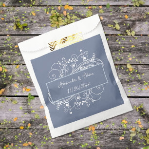 Sachets En Papier Dusty Blue Flourish Wedding Favor Bag